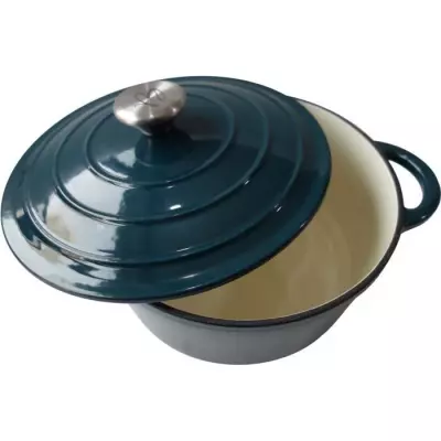 Cocotte BAUMALU 24 cm - Forme ronde - Bleu vert - Compact et pratique