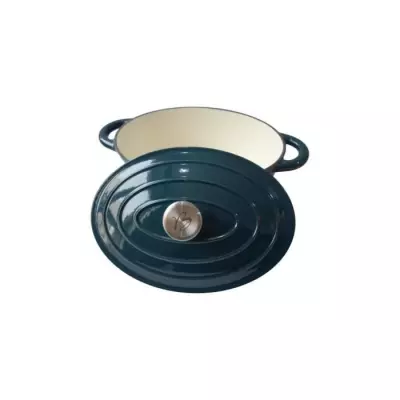 Cocotte BAUMALU 30 cm: Forme ovale - Bleu vert - Pratique et esthétique