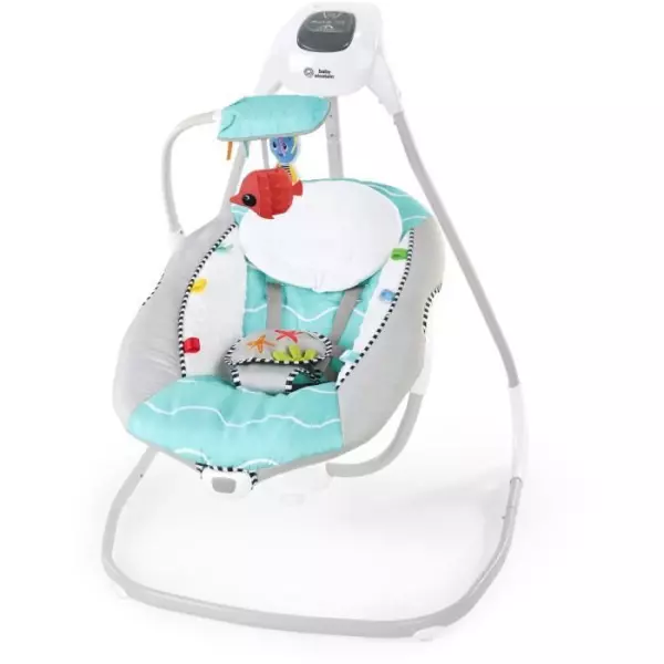 BABY EINSTEIN Balancelle Ocean Explorers, légere et compacte, siege pivotant a 180°, jouets inclus, modele Curious Comfort
