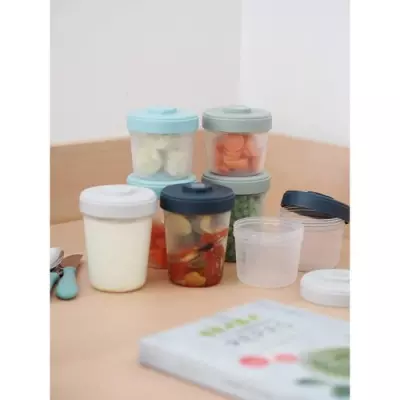 Pack 1er repas BEABA - Portions clip Eucalyptus - 12 portions et 2 cuilleres