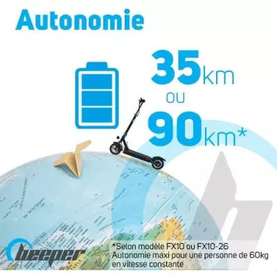 Trottinette électrique 10 Pouces avec alarme - BEEPER MAX FX10-G2-8