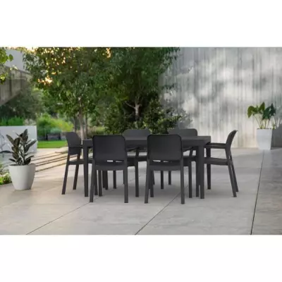 Lot de 6 fauteuils de jardin en résine tressée gris graphite - Allibert by KETER Bella