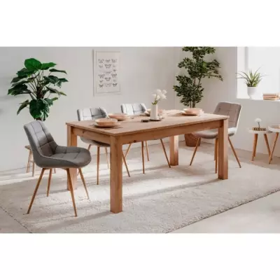 Table à manger extensible industriel Bergen - L 160-200 x P 75 x H 90 cm