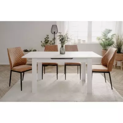 Table extensible BIRMINGHAM 80A - Blanc - Ouverture automatique - 6/8 pers.
