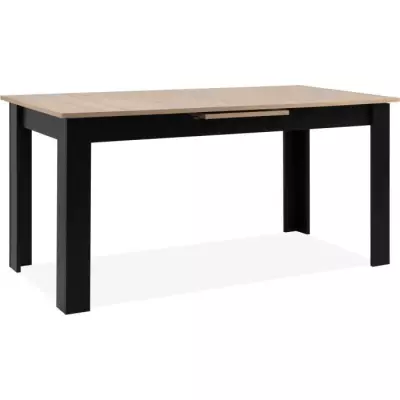 Table extensible BIRMINGHAM chene/noir 160-200 x 75 x 80 cm - 8/10 pers