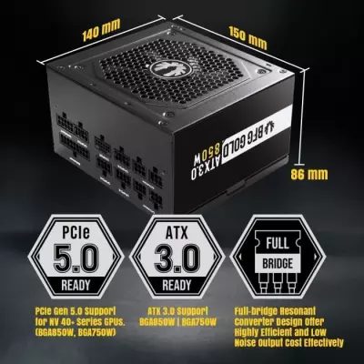 BITFENIX BFG GOLD 850W (80+ Gold) ATX 3.0 - Alimentation PC compacte