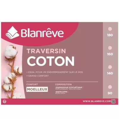 Traversin en coton BLANREVE - 160 cm - Blanc