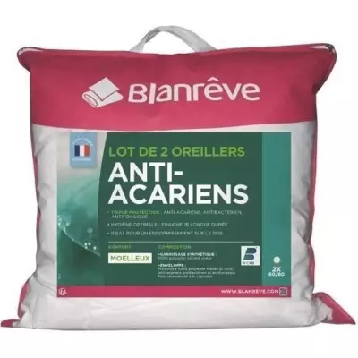 Lot de 2 Oreillers Triple Protection BLANREVE - Made in France - 60 x 60 cm