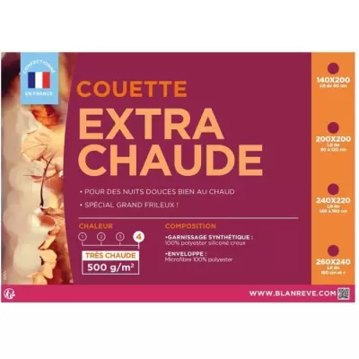Couette ultra chaude en microfibre BLANREVE - 140x200 cm - Blanc