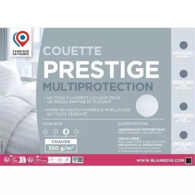 Couette chaude 220x240 cm BLANREVE PRESTIGE Multiprotection