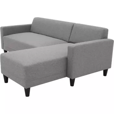 Canapé d'angle fixe 4 places BOB - Tissu souris - Réversible