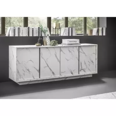 Buffet chic en marbre blanc - MARMO - 4 portes