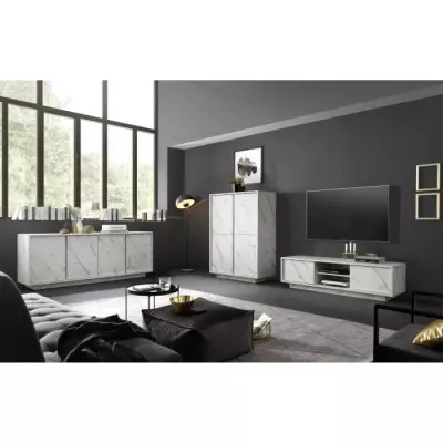 Buffet chic en marbre blanc - MARMO - 4 portes