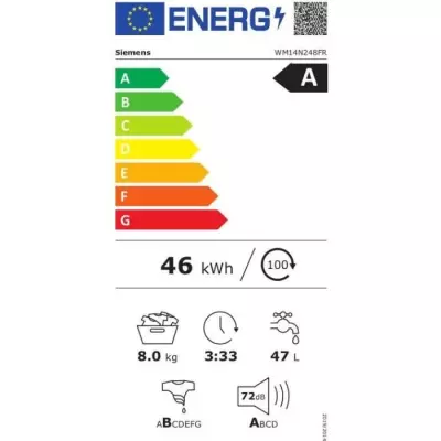 Lave-linge hublot SIEMENS WM14N248FR iQ300 - Performant et éco-responsable
