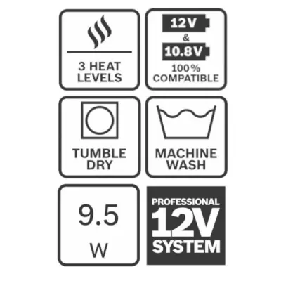 Veste chauffante Bosch Professional GHH 12+18V XA + GAA 12V-21 - Taille 2XL