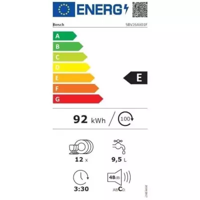 Lave-vaisselle encastrable Bosch SBV26AX01F - Performant et discret