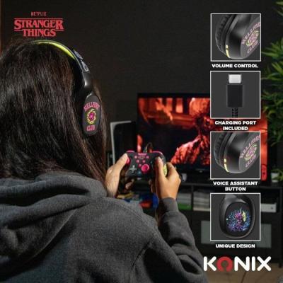 Casque audio - Sans fil - Konix - Stranger Things - Bluetooth 5.3 smartphones, tablettes - Microphone - Autonomie 30 h - Noir/ja