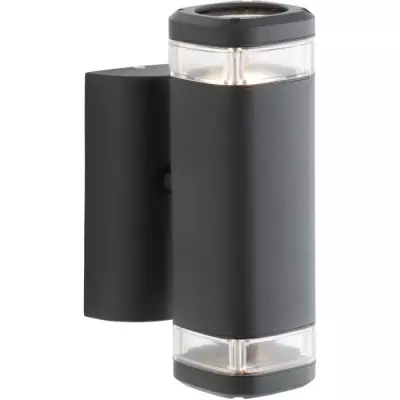 Applique extérieure up & down BRILLANT JANDY - Métal/verre - Noir - GU10 max 2x18W