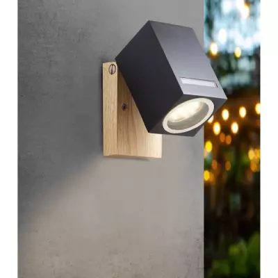 Applique extérieure GALENI - BRILLIANT - noir/naturel - métal/verre - GU10 1x20W - Design Moderne