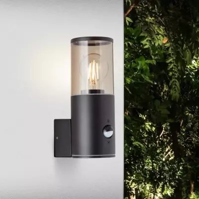 Applique extérieure SERGIORO avec détecteur de mouvement - Noir dépoli - E27 20W
