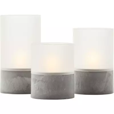 Lot 3 Lampes LED BOUGIE BRILLIANT - Gris et blanc mat