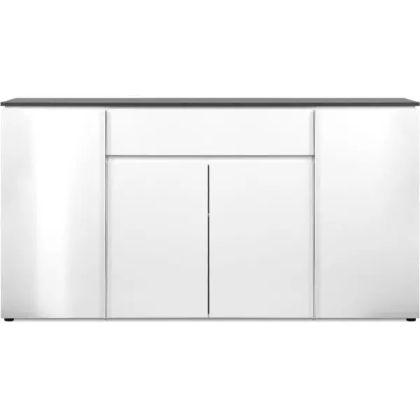 Buffet Brest - Décor Matera / blanc brillant - Panneaux de particules - 4 portes - 1 étagere - 1 tiroir - 177,5 x 92 x 40 -