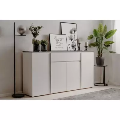 Buffet Brest Matera/blanc brillant - 4 portes - 1 tiroir