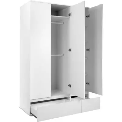 Armoire IMAGE 60B - Blanc mat - 3 portes + 2 tiroirs × dimensions compactes