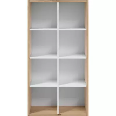 Bibliothèque étagère NOA - Blanc et chene - 8 cases - 137x71,5x33 cm