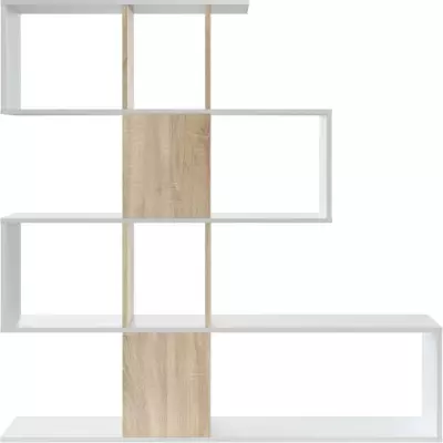 Étagère Zigzag Chene et Blanc - 4 Niveaux - 145 x 145 x 28 cm
