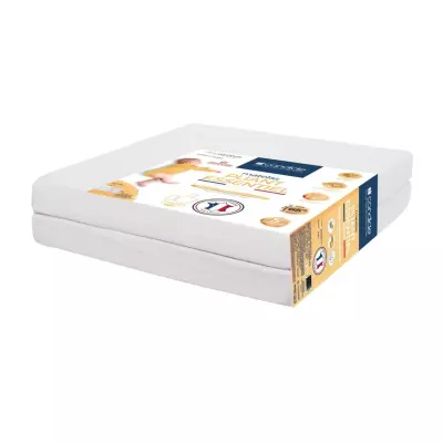 Matelas Bébé Pliant 2 Parties TINEO 60x120x7cm - Fabriqué En France - Garantie 5 ans