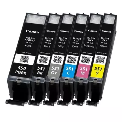 Pack de 5 cartouches d'encre CANON PGI-550 / CLI-551 Noir/Cyan/Magenta/Jaune/Gris