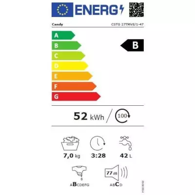 Lave-linge top Candy CSTG27TMVE/1-47 - 7 kg - Connecté - Blanc