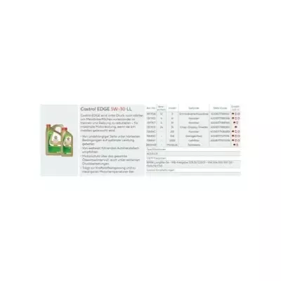 Huile moteur Castrol EDGE 5W-30 LL - 5L - Performances exceptionnelles