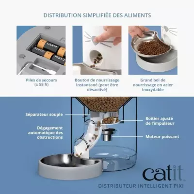 Distributeur de croquettes connecté pour chat CATIT - Contrôlé par app - 1,2 kg