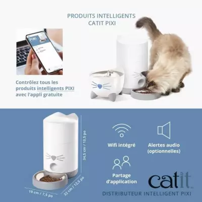 Distributeur de croquettes connecté pour chat CATIT - Contrôlé par app - 1,2 kg