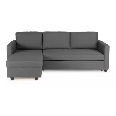 Canapé d'angle convertible réversible 3 places - Gris contemporain - L 222 x P 150 x H 86 cm
