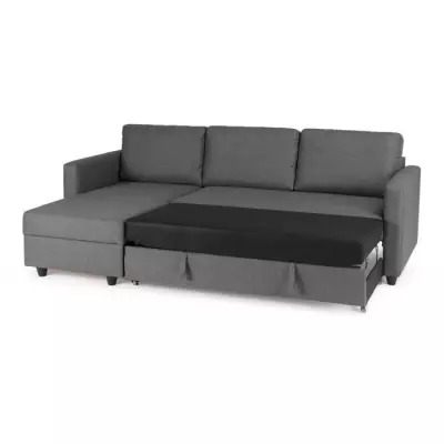 Canapé d'angle convertible réversible 3 places - Gris contemporain - L 222 x P 150 x H 86 cm