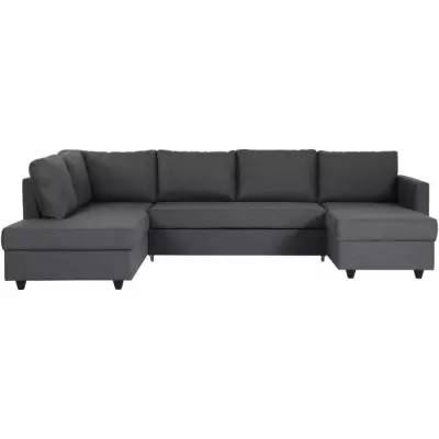Canapé d'angle panorama convertible Cats - Gris - 292 x 187 x 86 cm