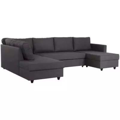 Canapé d'angle panorama convertible Cats - Gris - 292 x 187 x 86 cm