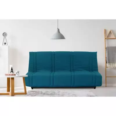 Banquette clic clac 3 places Bleu canard 100% coton - LENA