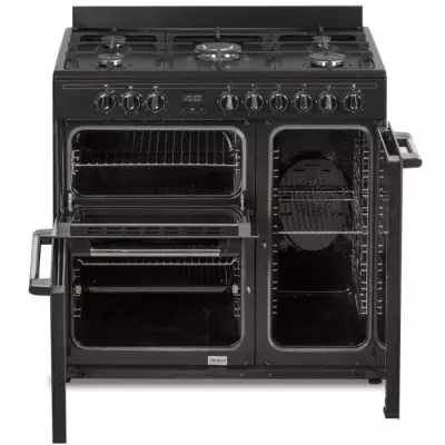 Cuisinière piano gaz 3 fours électriques Continental Edison CECP903FB - Noir - 90 cm