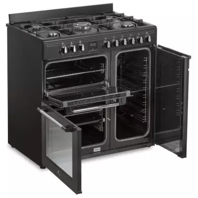 Cuisinière piano gaz 3 fours électriques Continental Edison CECP903FB - Noir - 90 cm