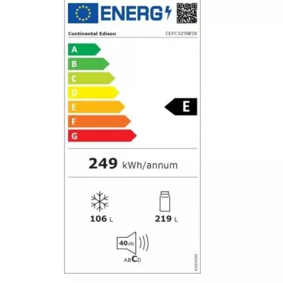 Réfrigérateur congélateur bas - 325L Total No Frost - Inox