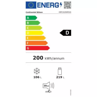 Réfrigérateur congélateur bas 325L - Total No Frost - Inox - Classe D ?