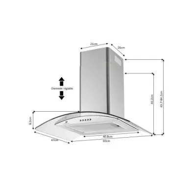 Hotte décorative Continental Edison - 60 cm - inox verre