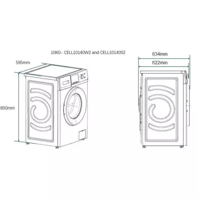 Lave-linge hublot Continental Edison 10kg - Classe A - Moteur induction