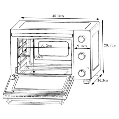 Mini-four électrique 22L noir - 1300W - Rotissoire et Convection naturelle