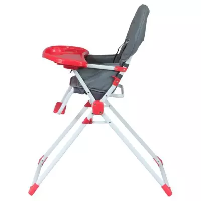 Chaise haute BAMBISOL 6 mois gris/rouge - PVC - Plateau réglable