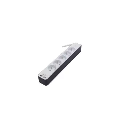 Prise multiprise CHACON 5 prises 16A avec USB - 1,5m cable blanc/gris